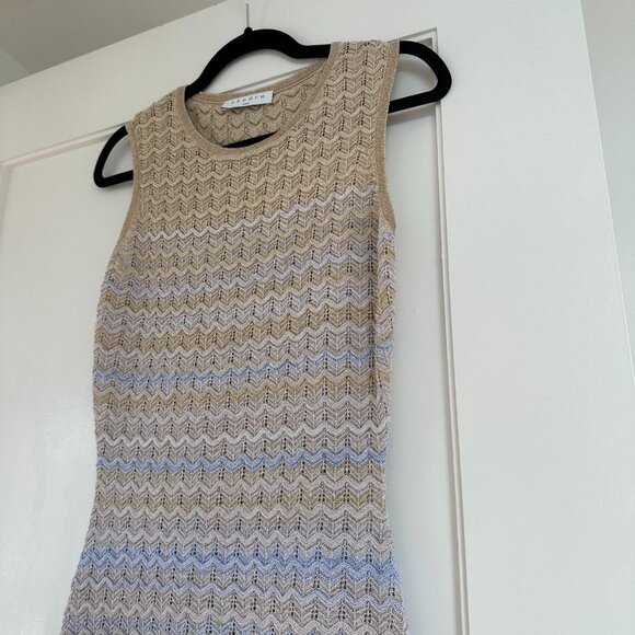 Sandro Midi Dress Knit Zigzag Weave Multicolored Sleeveless Back Slit Sz Small - Picture 6 of 12